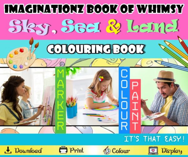 Imaginationz Book of Whimsy Sky, Sea & Land Colouring - Image 5